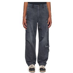 NWT Winnie New York Black Faded Denim Cargo Pants